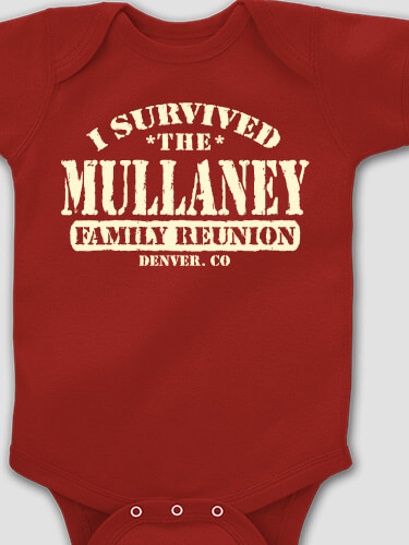 I Survived Reunion Cardinal Red Baby Bodysuit