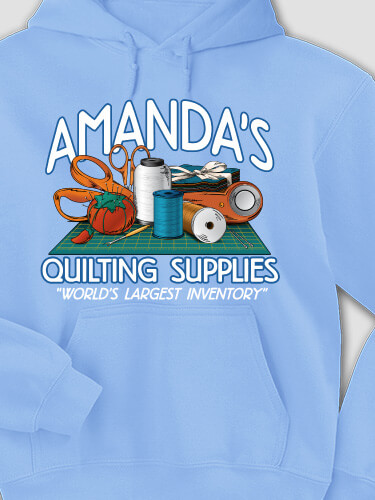 Quilting Supplies Carolina Blue Adult Hooded Sweatshirt