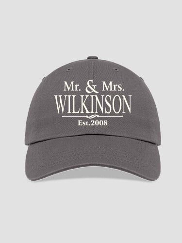 Mr and Mrs Charcoal Embroidered Hat