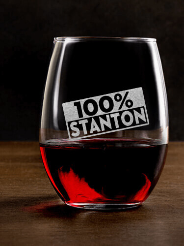 100 Percent Clear Stemless Wine Glass - Engraved (single)