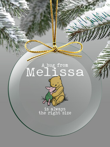 A Hug Clear 4 Inch Round Glass Ornament