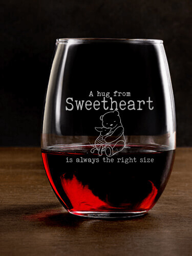 A Hug Clear Stemless Wine Glass - Engraved (single)