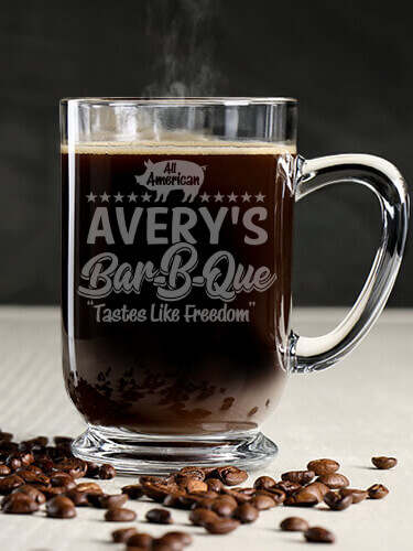 All American BBQ Clear Coffee Mug - Engraved (single)