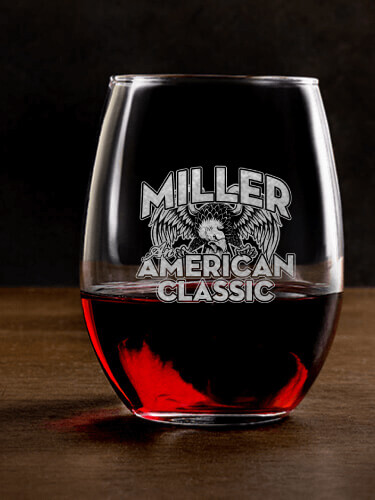 American Classic Clear Stemless Wine Glass - Engraved (single)