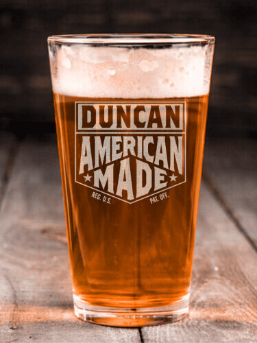 American Made Clear Pint Glass - Engraved (single)