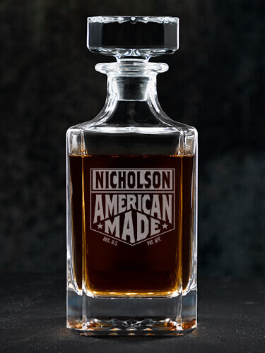 American Made Clear Whiskey Decanter - Engraved