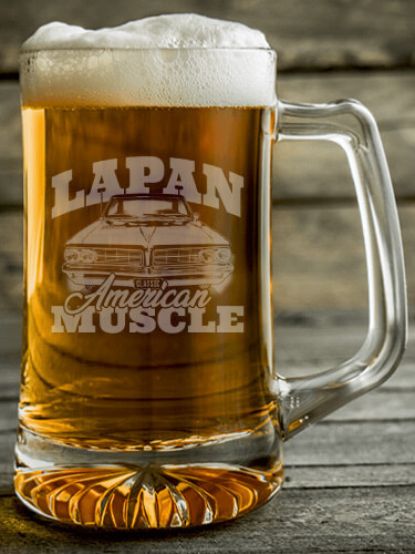 American Muscle Car Clear Beer Mug - Engraved