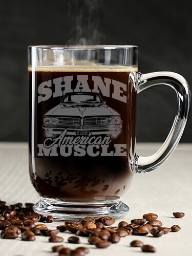 American Muscle Car Clear Coffee Mug - Engraved (single)