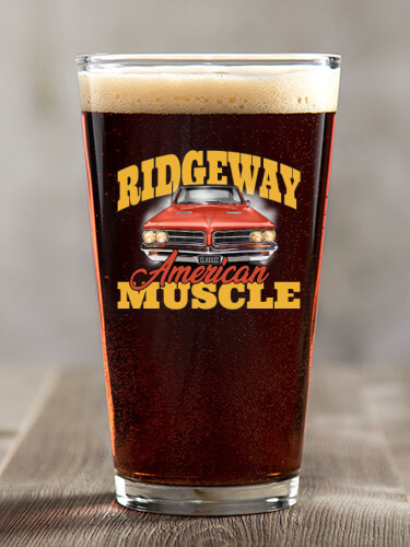 American Muscle Car Clear Pint Glass - Color Printed (single)