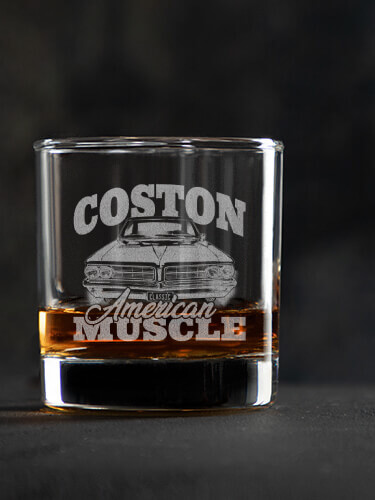 American Muscle Car Clear Rocks Glass - Engraved (single)