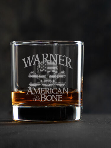 American to the Bone Clear Rocks Glass - Engraved (single)