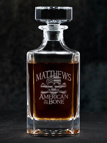 American to the Bone Clear Whiskey Decanter - Engraved