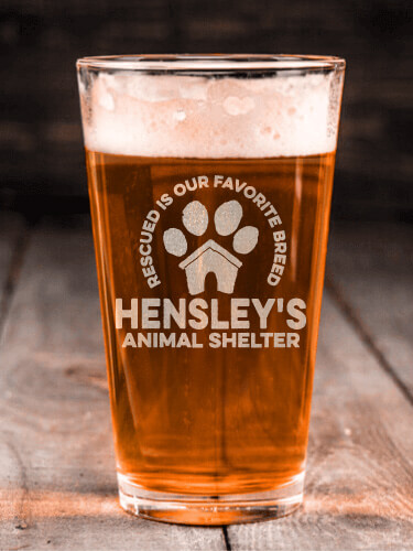 Animal Shelter Clear Pint Glass - Engraved (single)