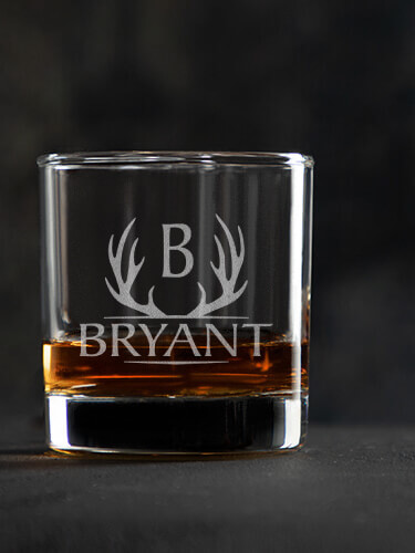 Antler Monogram Clear Rocks Glass - Engraved (single)