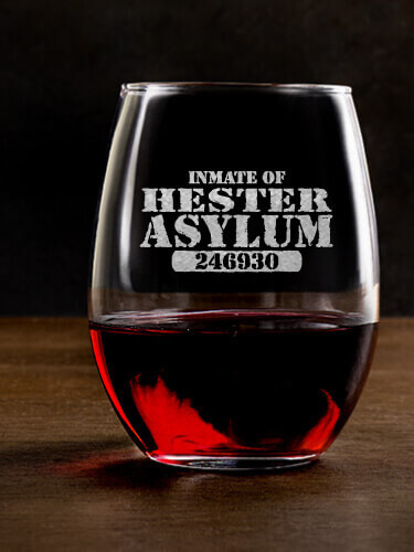 Asylum Clear Stemless Wine Glass - Engraved (single)