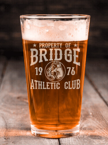 Athletic Club Clear Pint Glass - Engraved (single)