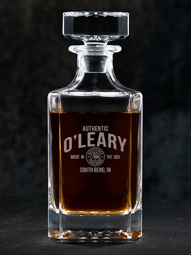 Authentic Brand Clear Whiskey Decanter - Engraved