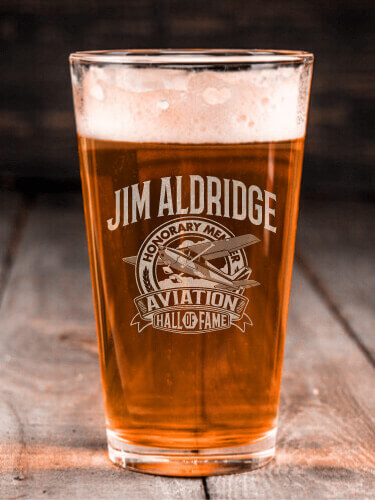 Aviation Hall Of Fame Clear Pint Glass - Engraved (single)