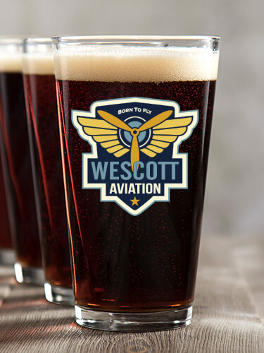 Aviation Patch Clear Pint Glass - Color Printed (set of 4)