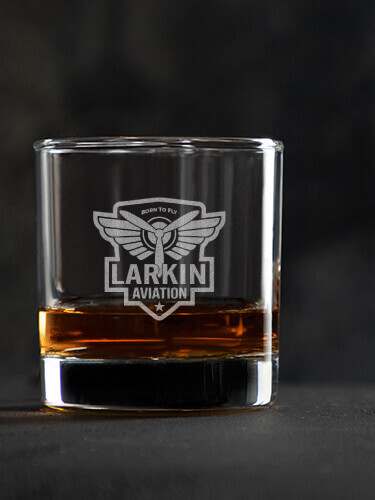 Aviation Patch Clear Rocks Glass - Engraved (single)