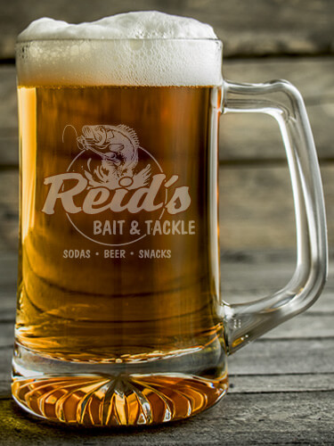 Bait and Tackle Clear Beer Mug - Engraved