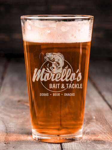 Bait and Tackle Clear Pint Glass - Engraved (single)