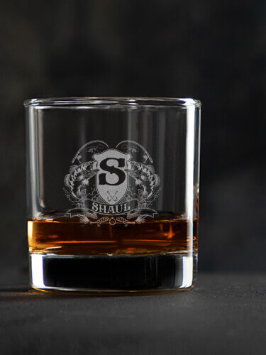 Bass Coat Of Arms Clear Rocks Glass - Engraved (single)
