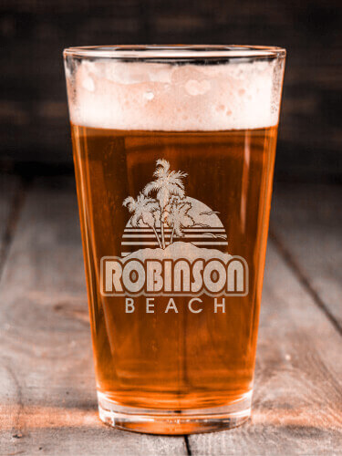 Beach Clear Pint Glass - Engraved (single)