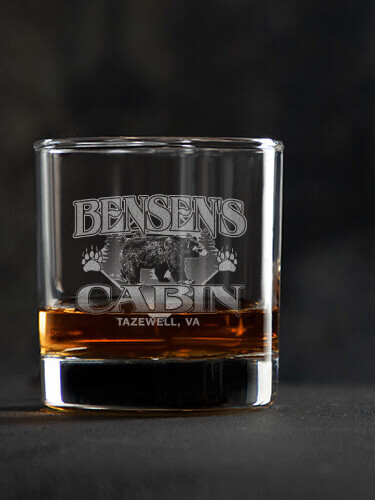 Bear Cabin Clear Rocks Glass - Engraved (single)