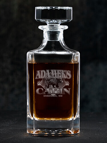 Bear Cabin Clear Whiskey Decanter - Engraved