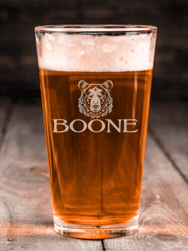 Bear Clear Pint Glass - Engraved (single)