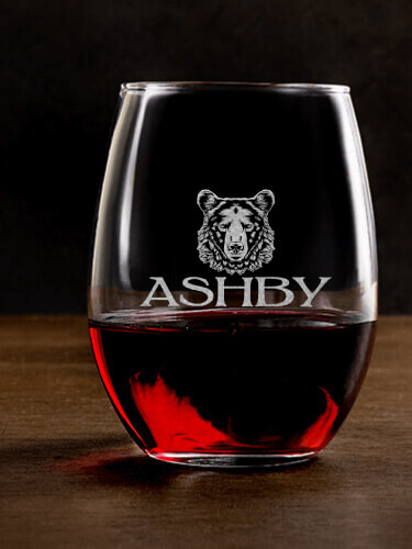 Bear Clear Stemless Wine Glass - Engraved (single)