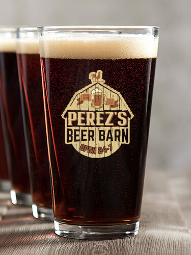 Beer Barn Clear Pint Glass - Color Printed (set of 4)