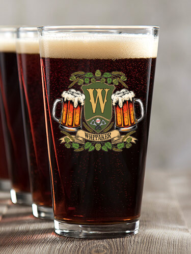 Beer Coat Of Arms Clear Pint Glass - Color Printed (set of 4)