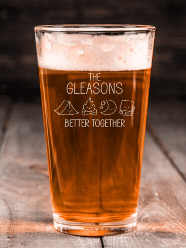 Better Together Camping Clear Pint Glass - Engraved (single)