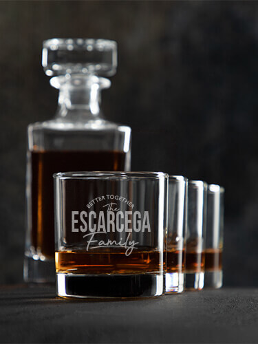 Better Together Family Clear 1 Decanter 4 Rocks Glass Gift Set