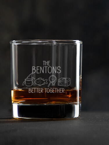 Better Together Fishing Clear Rocks Glass - Engraved (single)