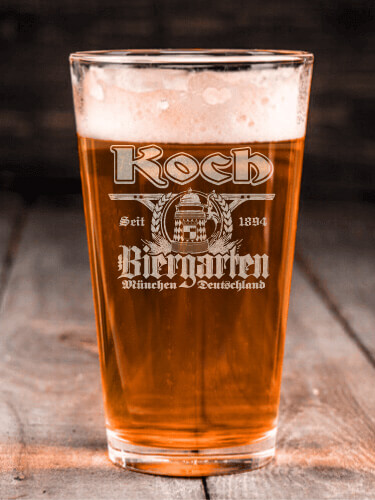 Biergarten Clear Pint Glass - Engraved (single)