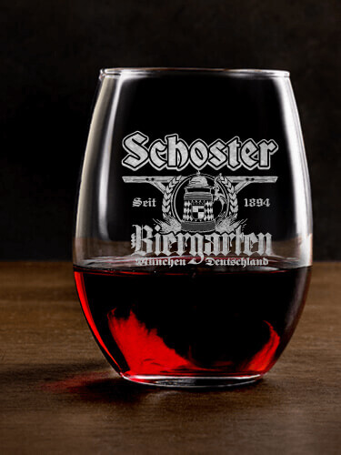 Biergarten Clear Stemless Wine Glass - Engraved (single)