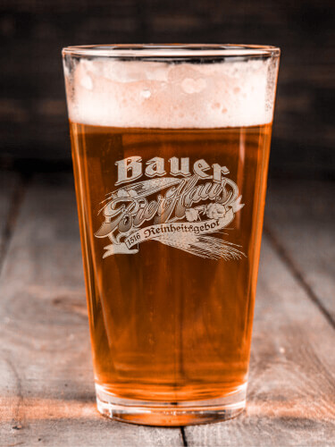 Bierhaus Clear Pint Glass - Engraved (single)