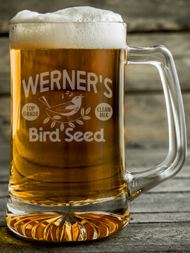 Bird Seed Clear Beer Mug - Engraved