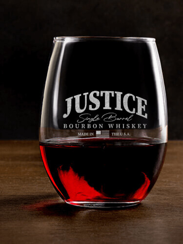 Bourbon Whiskey Clear Stemless Wine Glass - Engraved (single)