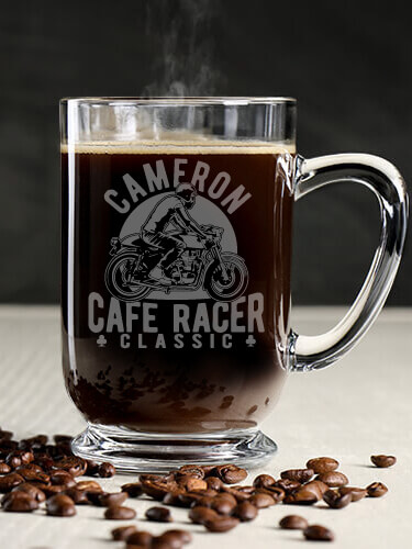 Cafe Racer Clear Coffee Mug - Engraved (single)