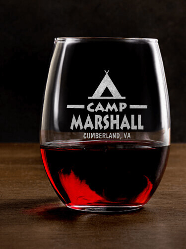 Camp Clear Stemless Wine Glass - Engraved (single)