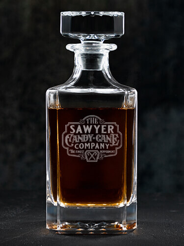 Candy Cane Company Clear Whiskey Decanter - Engraved