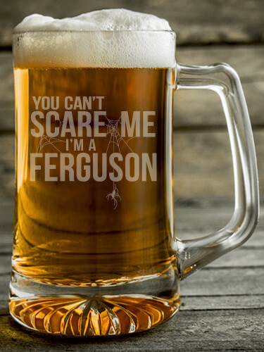 Can't Scare Me Clear Beer Mug - Engraved