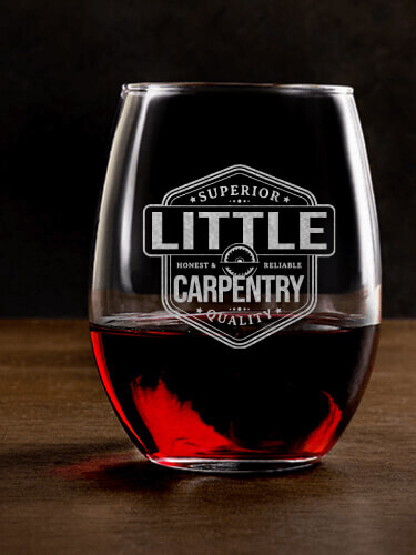 Carpentry Clear Stemless Wine Glass - Engraved (single)