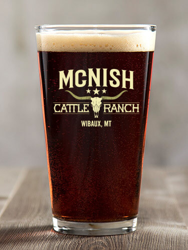 Cattle Ranch Clear Pint Glass - Color Printed (single)