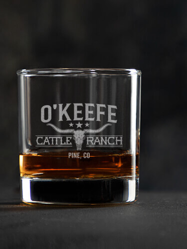 Cattle Ranch Clear Rocks Glass - Engraved (single)
