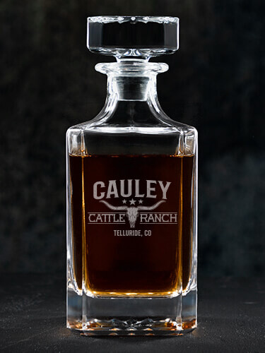 Cattle Ranch Clear Whiskey Decanter - Engraved